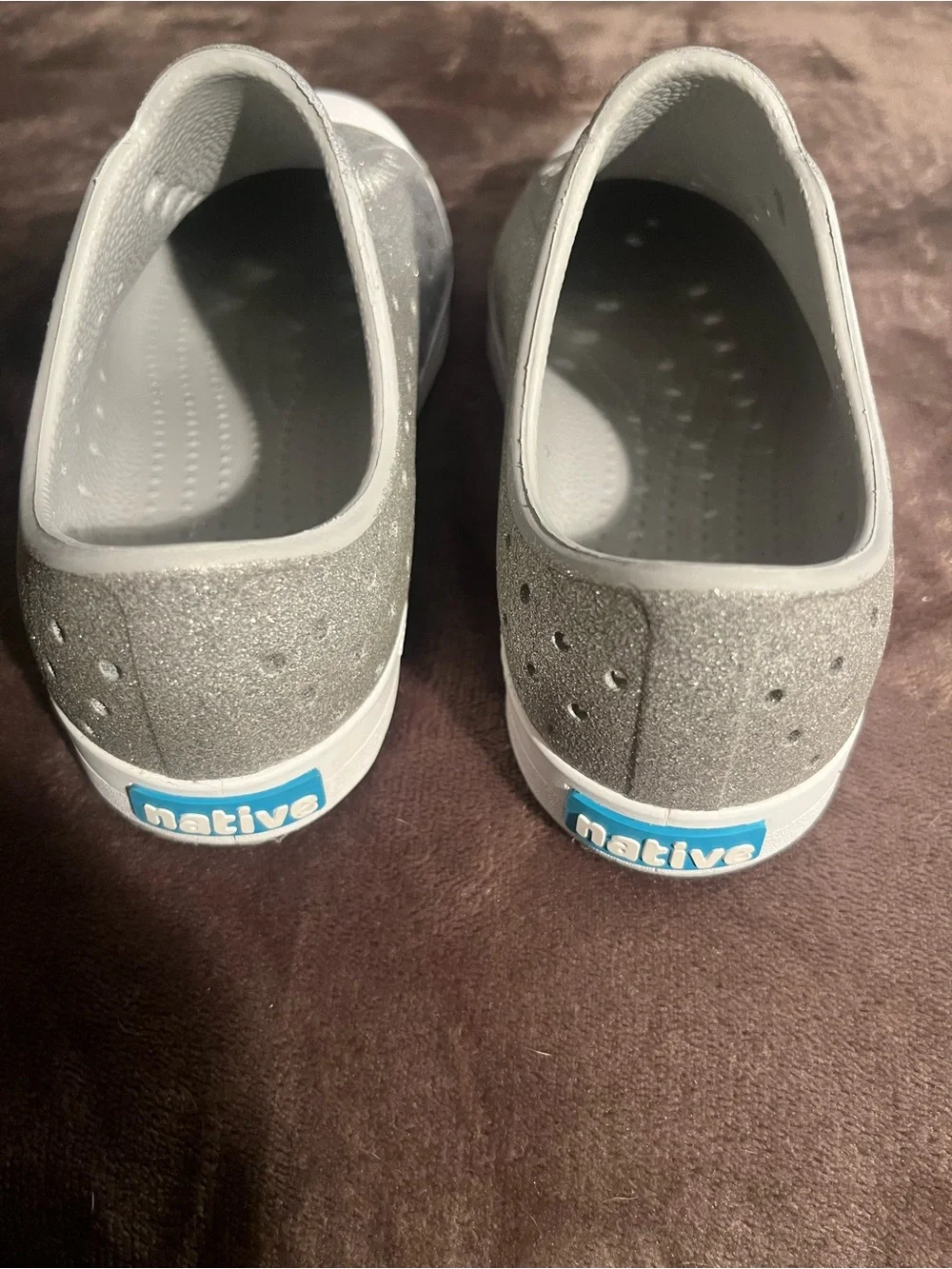 Native Shoes Kids Slip-On Water Shoes in Silver Glitter